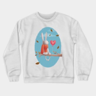 Miss you! Cute rabbit sitting in a tree thinking of his love in the autumn Crewneck Sweatshirt